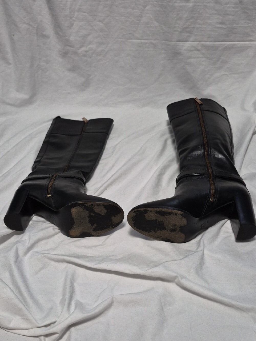 Tory Burch Black Leather Knee-High Heeled Boots with Logo 8M - Picture 11 of 11